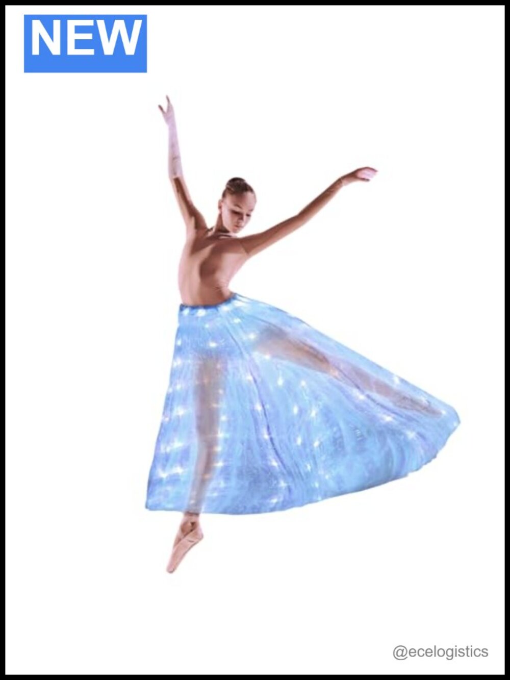 LED Light Up Long Tutu Skirt, Rechargeable Stage Performance Skirt, Rave Party